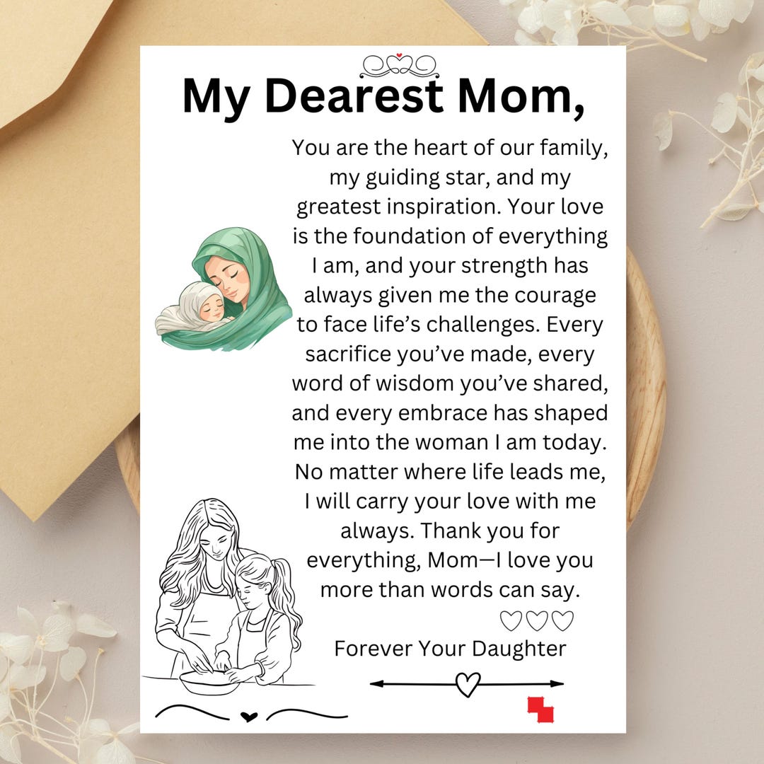 Printable Mothers Day Cards Gift. Mom Gift From Daughter. Birthday ...
