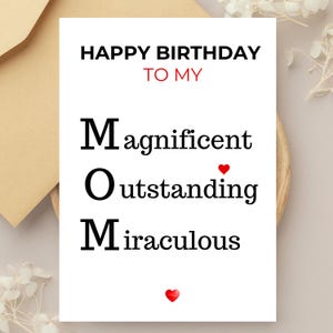 Mom Birthday Card Instant Download | Printable | Happy Birthday To My Mom | Birthday Card | Gift Mommy Cards from Son Daughter, Digital |