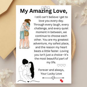 Romantic Love Message Card for Girlfriend, Fiancée, Wife, Husband | Printable Anniversary, Birthday, Valentine’s  Card Gift. Instant Downloa