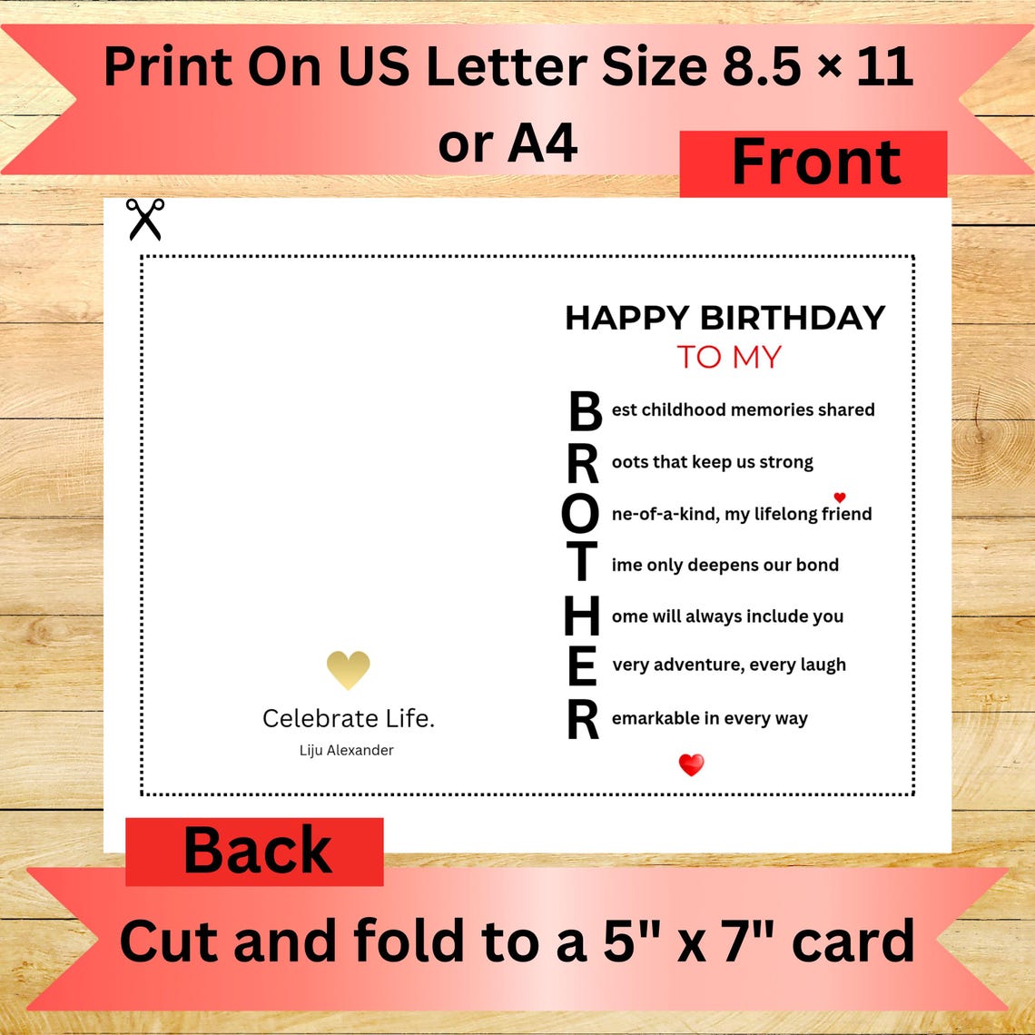 Brother Birthday Card Instant Download Printable Happy Birthday To Brother Birthday Card Instant Download Printable Happy Birthday To