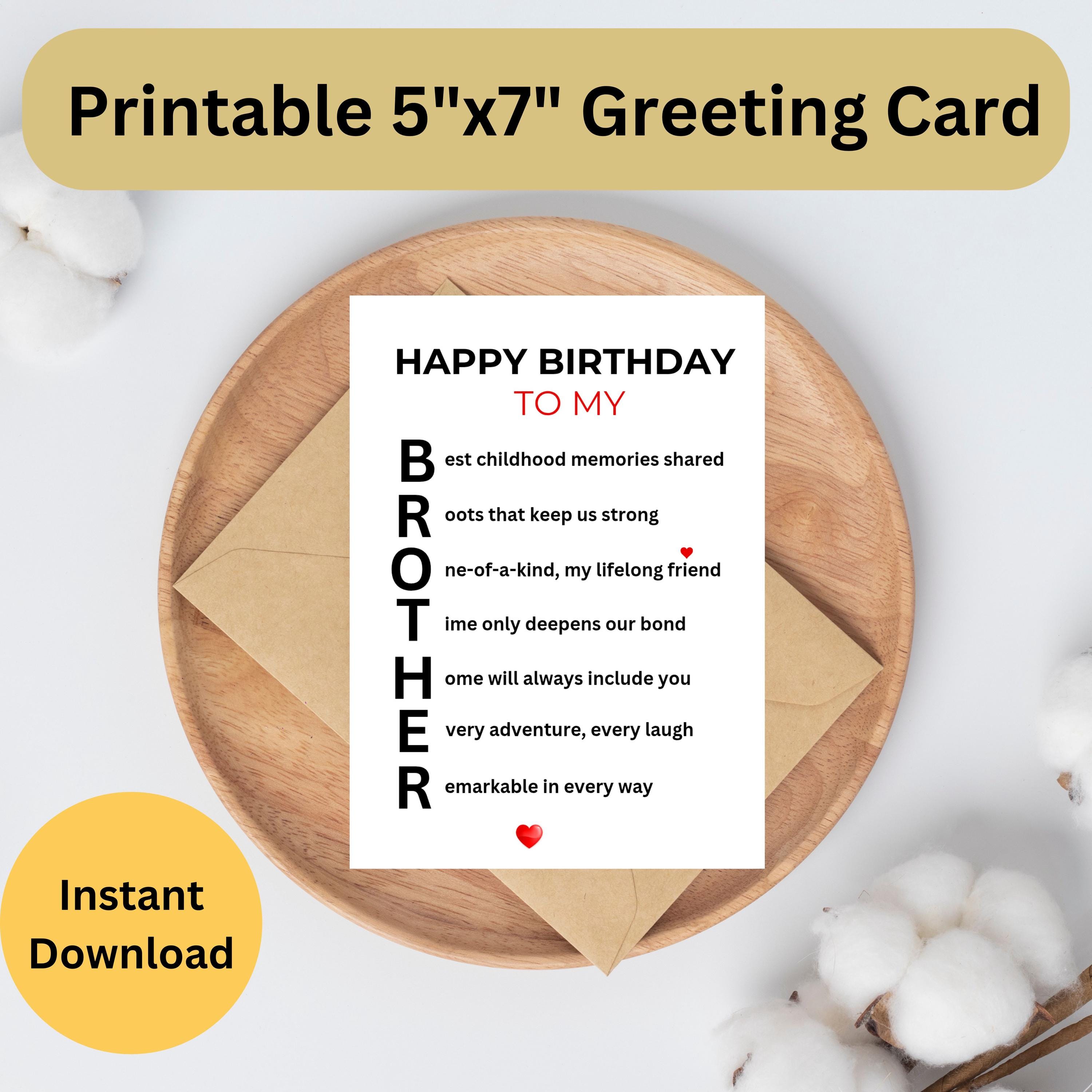 Brother Birthday Card Instant Download Printable Happy Birthday To Brother Birthday Card Instant Download Printable Happy Birthday To