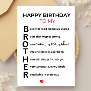 Brother Birthday Card Instant Download | Printable | Happy Birthday To My Brother | Birthday Card | Amazing | Loving |  Devoted Brother
