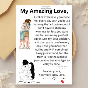 Romantic Love Message Card for Girlfriend, Fiancée, Wife | Printable Anniversary, Birthday, Valentine’s  Card Gift. Instant Download Gift.
