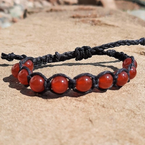 Carnelian Hemp Bracelet Adjustable Etsy