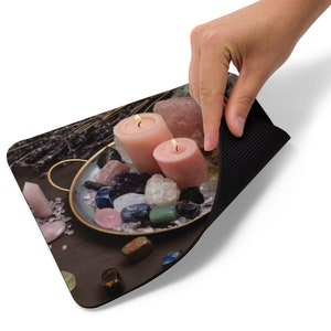 Work From Home Mouse Pad Crystals And Candles