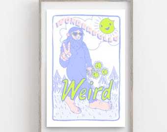 Whimsical Bigfoot Art Print | Funky Yeti Decor
