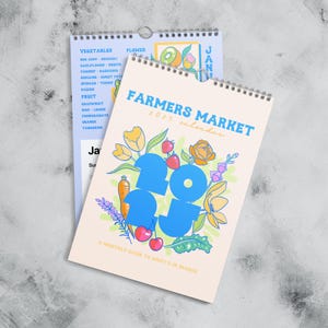 2025 Farmers Market Calendar | Seasonal Produce Chart | Gift for Foodies | Kitchen Wall Art Calendar | Fresh Fruit and Vegetable Garden Gift