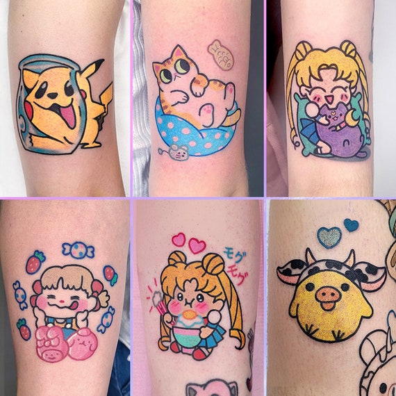 32 Sheets Temporary Tattoo Kawaii Cartoon Fake Waterproof - Etsy Australia 32 Sheets Temporary Tattoo Kawaii Cartoon Fake Waterproof - Etsy Australia