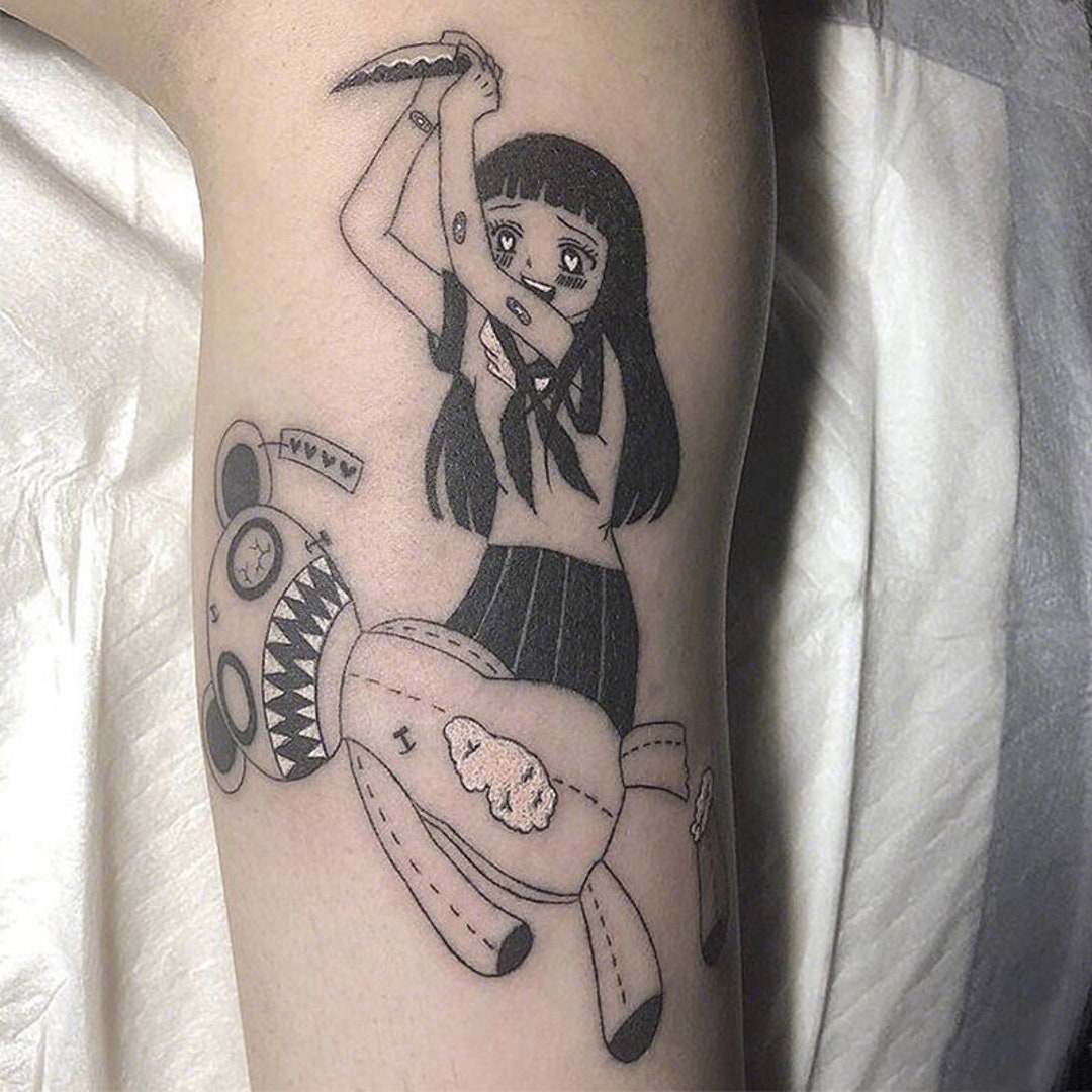 Melancholy Girl Temporary Tattoo Cute Fake Waterproof Tattoo Etsy Ireland