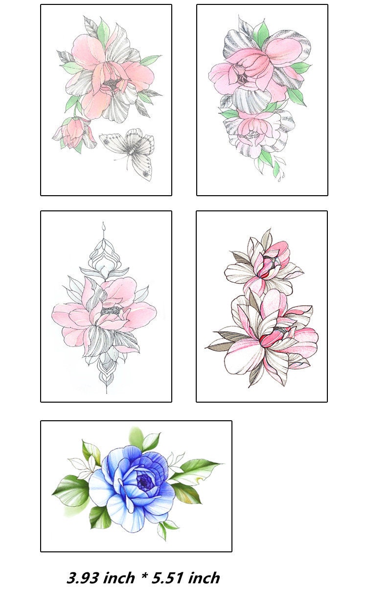9 Pcs Vintage Flower Temporary Tattoo Retro Fake Waterproof Etsy