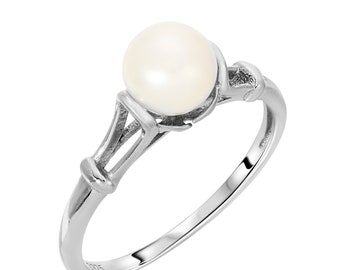 Sterling Silver Pearl Ring | Unique Engagement Ring | Dainty Statement Ring | Elegant Ring | Womens Pearl Jewelry | Sterling Silver Ring