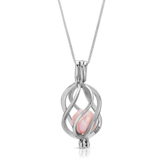 Sterling Silver Pearl Simple Cage Pendant Setting Box / 16 in.