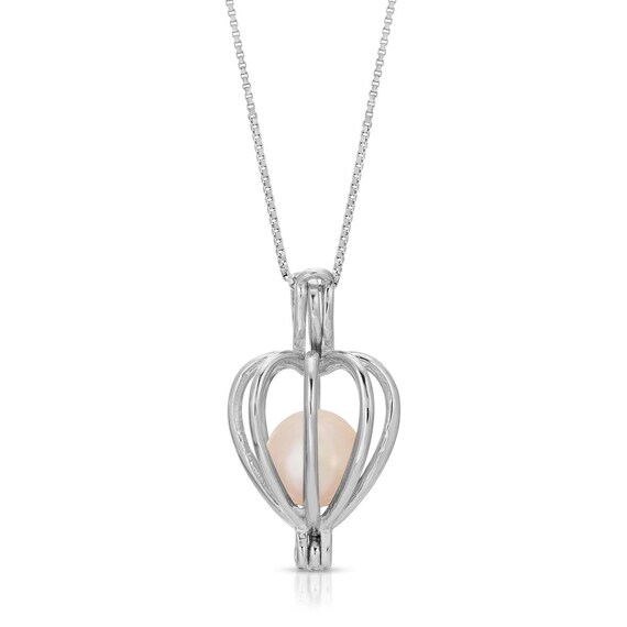 Sterling silver pearl shop cage pendant