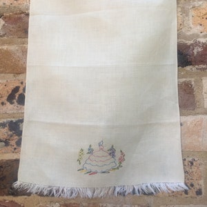 Vintage table dressing / linen / tea towel with embroidery