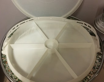 Plat Et Couvercle Tupperware Vintage Blanc, Grand Diamètre 31 Cm, Idéal Apéro Et Pique-nique