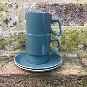 Aynsley & Co Staffordshire England Dark Teal and White Palette Cups and Saucers x 2