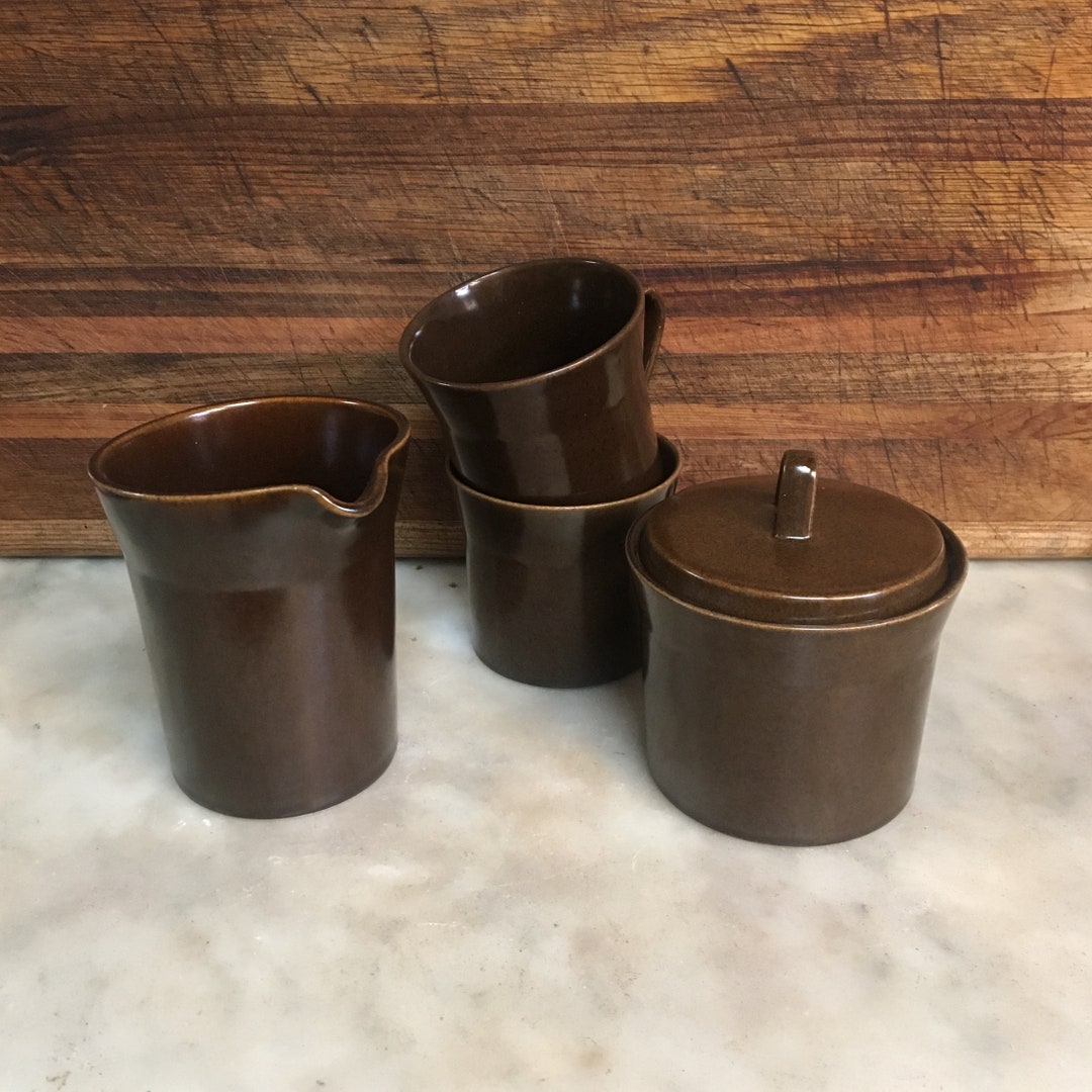 Retro Brown Tea Set With Jug or Creamer Sugar Bowl and Two Etsy Australia