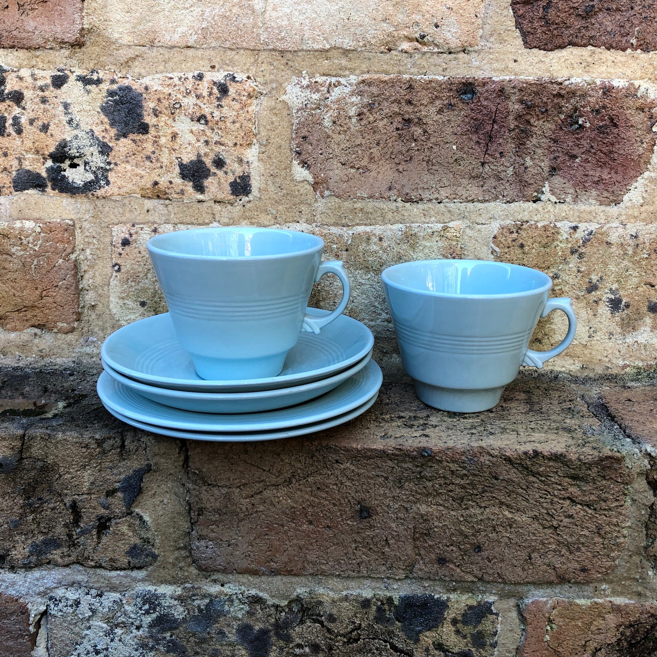 Vintage Woods Ware Iris Set of 2 Teacup Saucer and Side