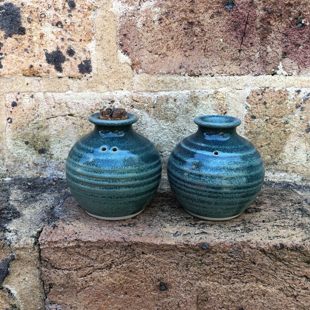 Vintage Australian Pottery Yarra Glen Teal Salt and Pepper Etsy