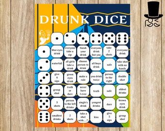 Dés ivres / Jeux à boire pour adultes / Jeu d'alcool, PDF imprimable / SVG