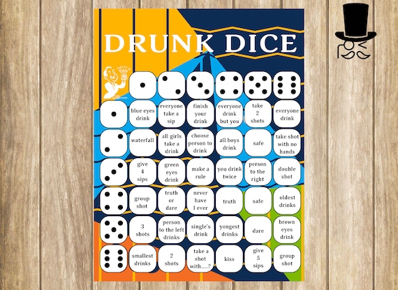 Dés ivres / Jeux à boire pour adultes / Jeu d'alcool, PDF imprimable / SVG