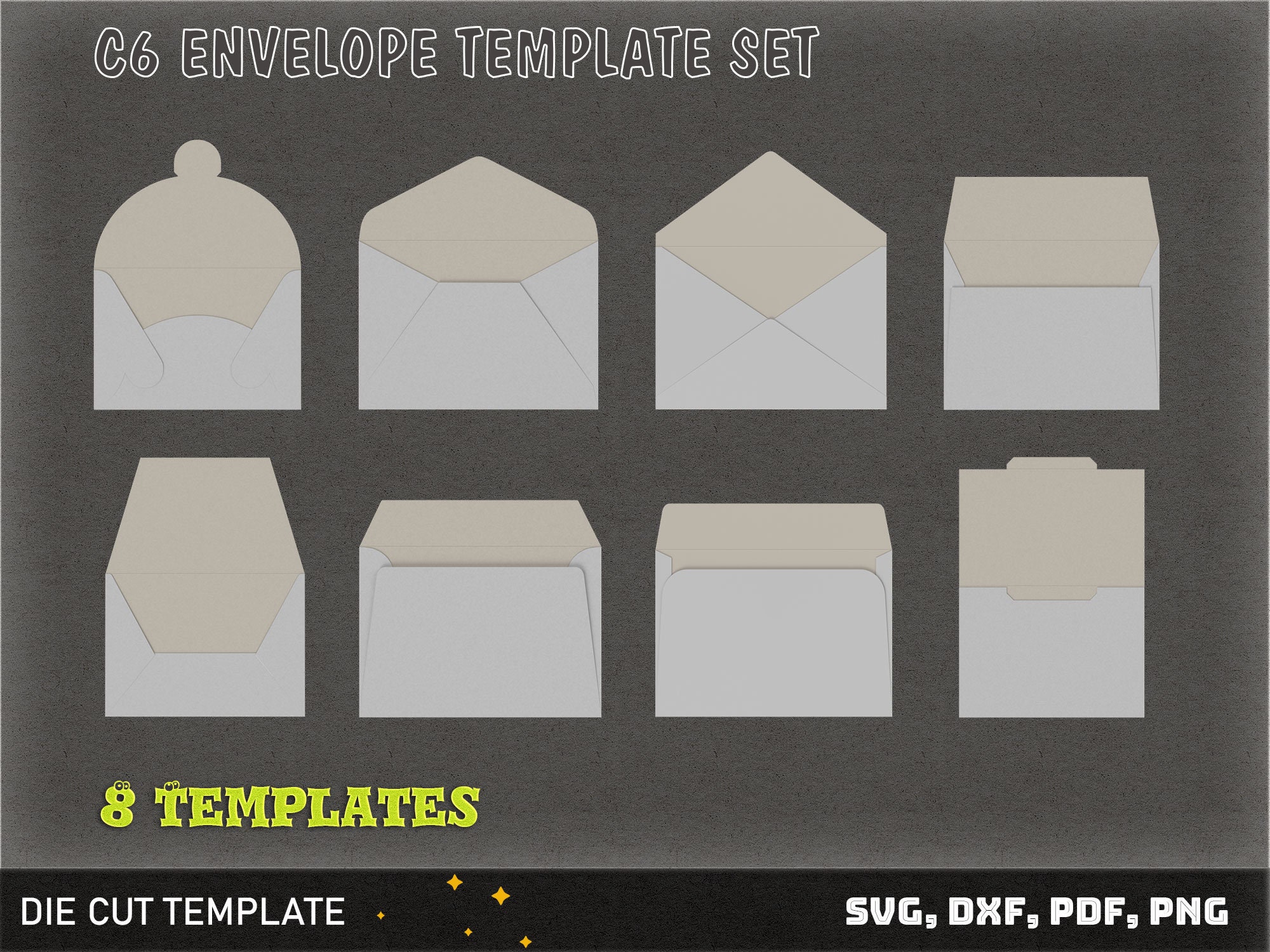 Standard C6 Envelope Template 4.5 X 6.4 Envelope Template Etsy