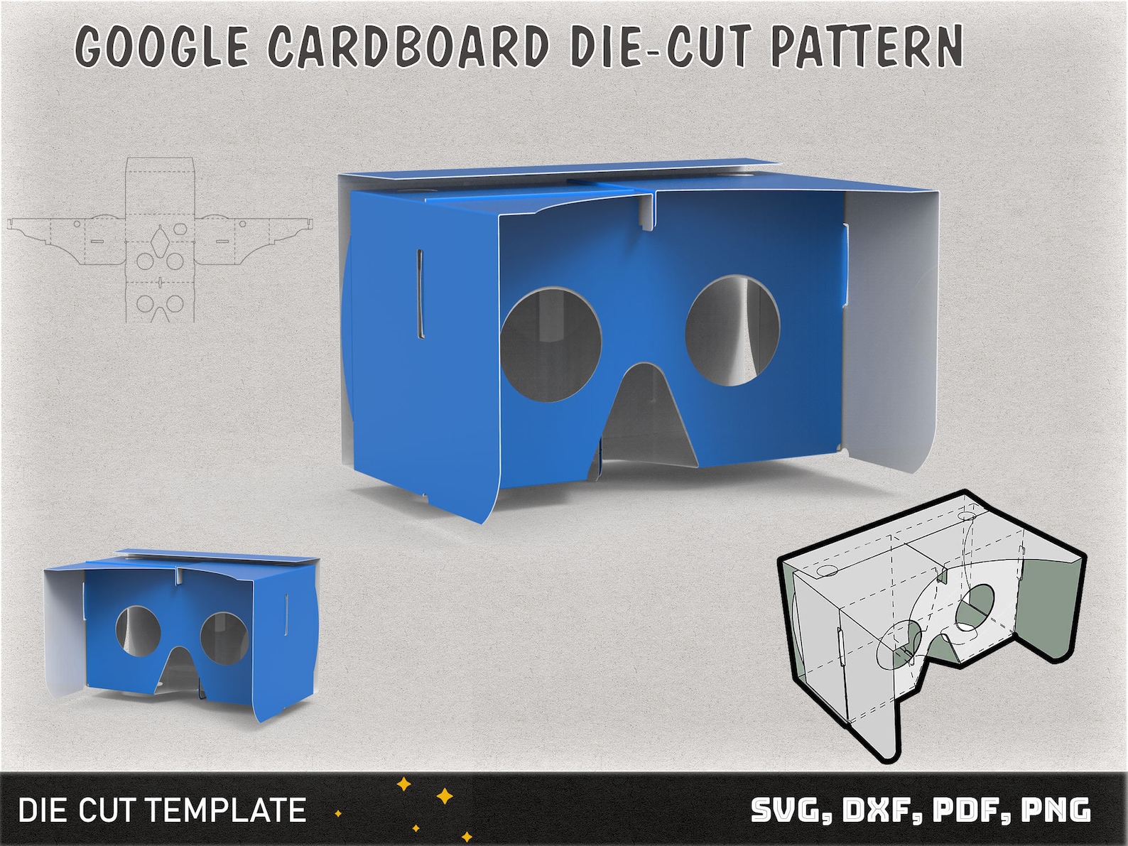 Google Cardboard Die-cut Pattern, Google Cardboard Svg Template, Cut ...