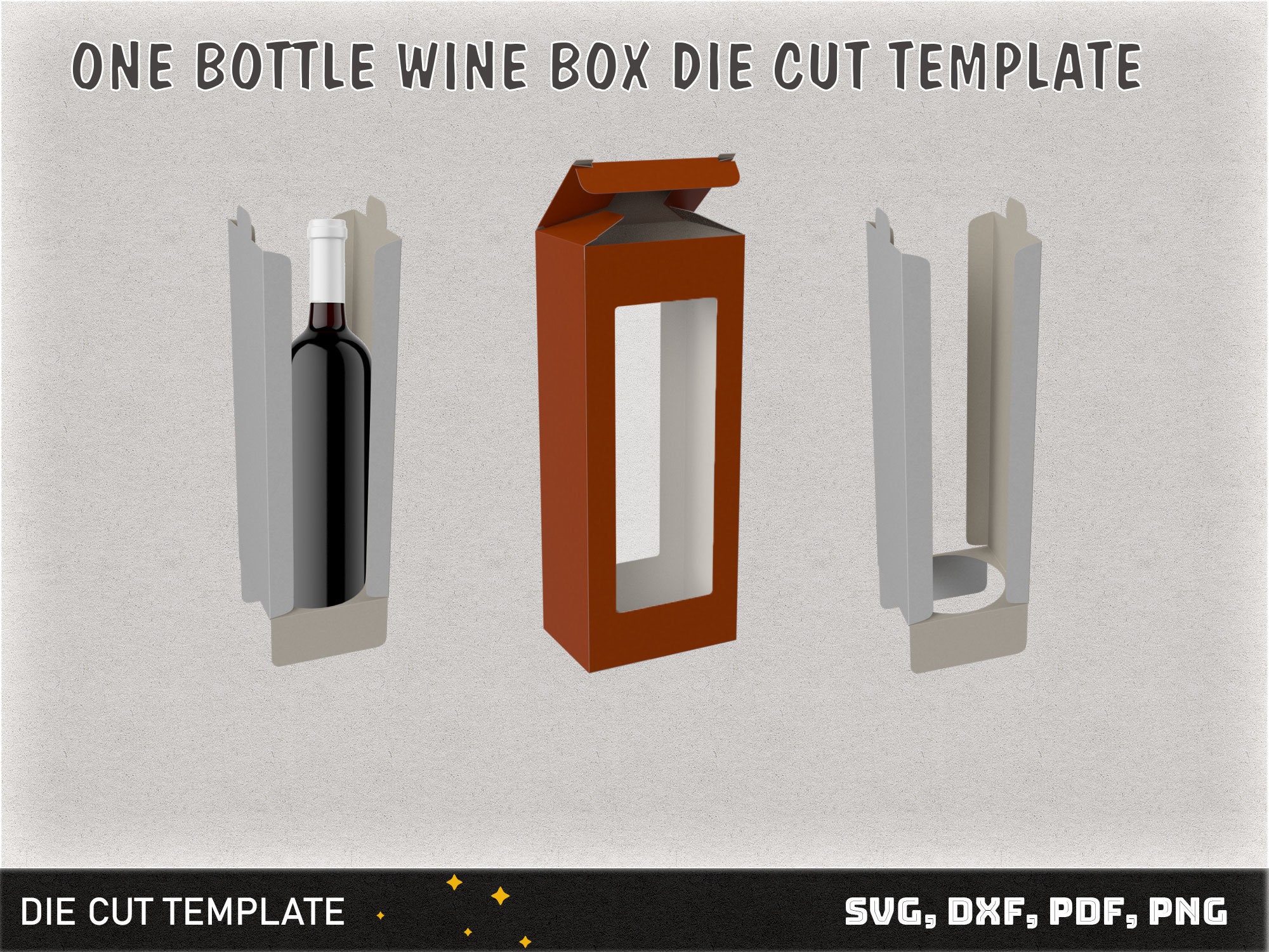One Bottle Wine Box Die Cut Template Packaging One Bottle Etsy UK