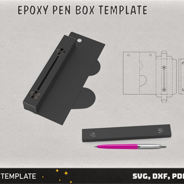 Pen Box SVG, Epoxy Pen Box Template, Epoxy pen display card svg, pen display card svg, Pen card svg, Packaging Box, box svg