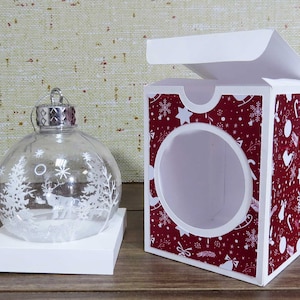 Runde Zierbox SVG (3" und 2,8"), Weihnachtsschmuck Geschenkbox svg, Weihnachten SVG, Weihnachtsbox Schablone, Ornament Geschenkbox svg
