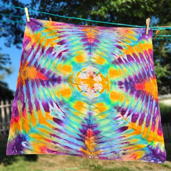 Tie Dye Fringe Tassel Handkerchief Poncho
