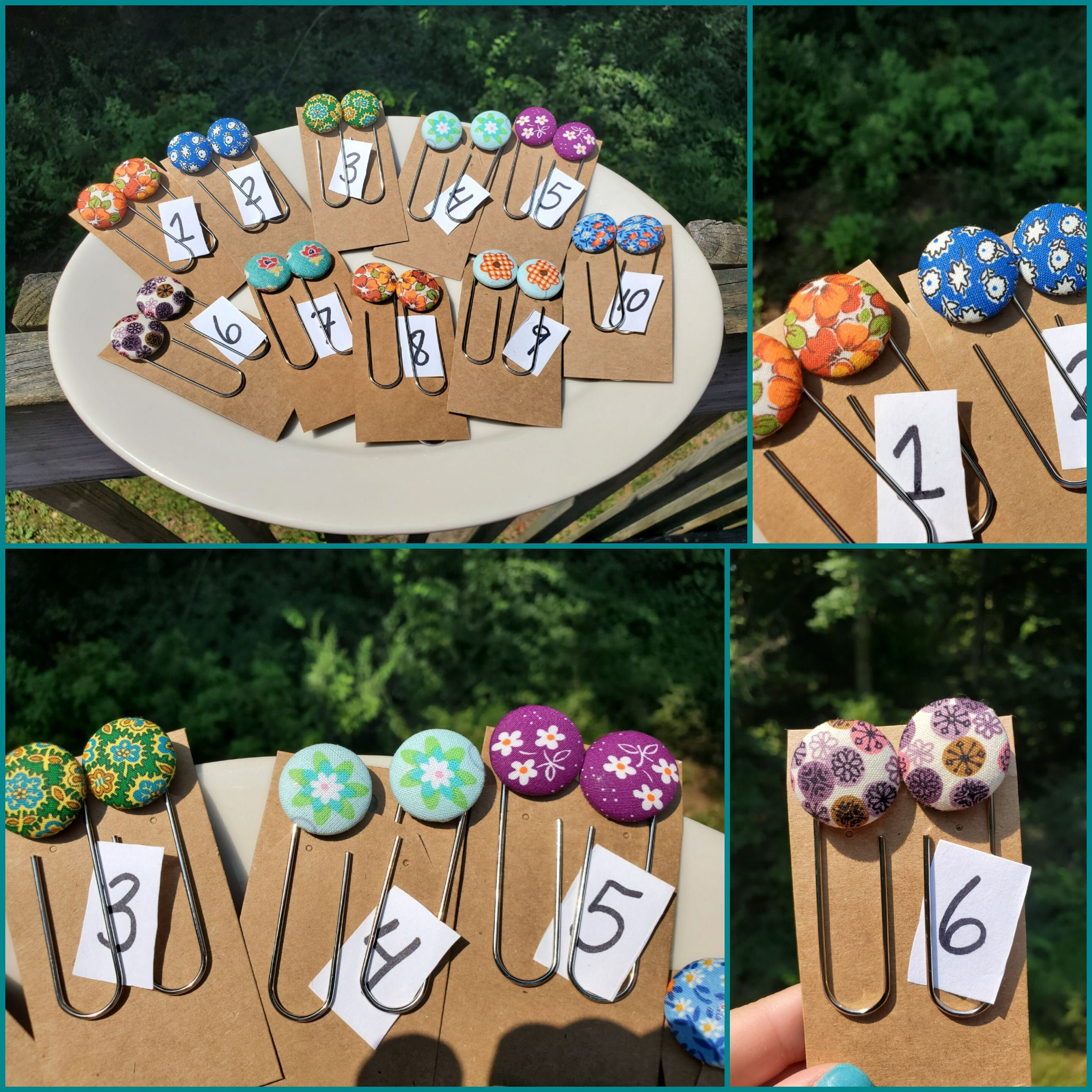 2pk Covered Button Bookmarks Etsy UK