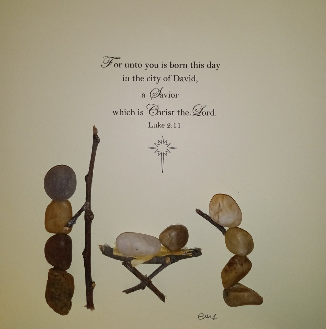 Nativity Pebble Art Etsy