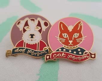 Pins Grade B & C - Cat Person and Dog Person Hard Enamel