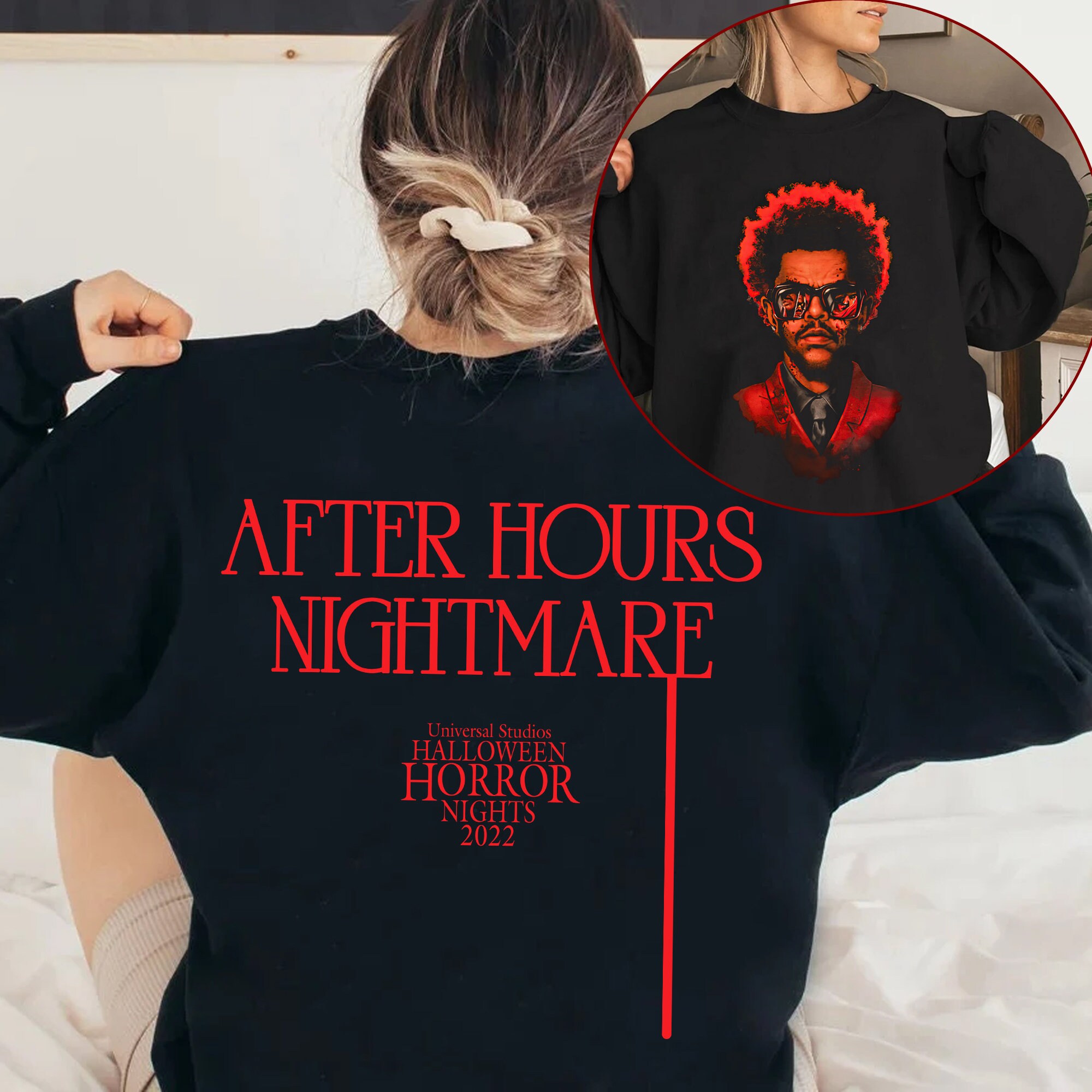 Discover Halloween Horror Nights 2022 The Weeknd Shirt, Weeknd Halloween Horror Nights Shirt, HHN 2022 Shirt, After Hours Nightmare Shirt
