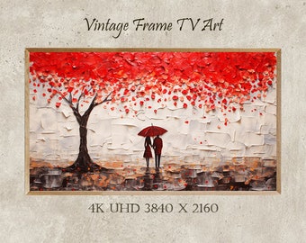 Art TV FRAME Saint-Valentin, Art TV cadre Samsung, peinture à l'huile, amour, deux sous un parapluie, Art TV cadre, téléchargement numérique