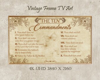 10 commandements, oeuvre d'art pour téléviseur avec cadre Samsung, oeuvre d'art pour télévision avec cadre, art biblique, chrétien, cadeau de baptême, téléchargement numérique