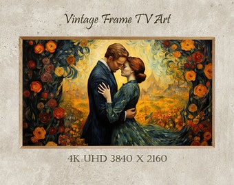 Peinture à l'huile vintage pour la Saint-Valentin, oeuvre d'art pour téléviseur avec cadre Samsung (téléchargement numérique)