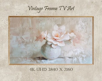 Fleurs, peinture à l'huile, oeuvre d'art pour téléviseur avec cadre Samsung, oeuvre d'art pour télévision avec cadre, cadeau, téléchargement numérique