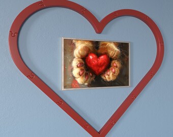 Coeur, cadre décoratif, A4, décoration murale, modèle 3D, fichiers cnc, fichiers AutoCAD, emboîtement, puzzle, cadeau, vintage, téléchargement numérique