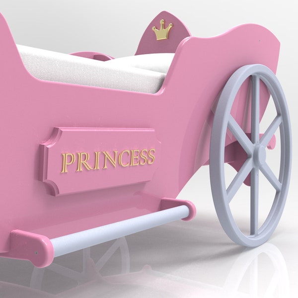 baby bed, Bed carriage, Princess, children's furniture, plans bed, Montessori, plans, CAD model, Nesting, drawings, Digital download