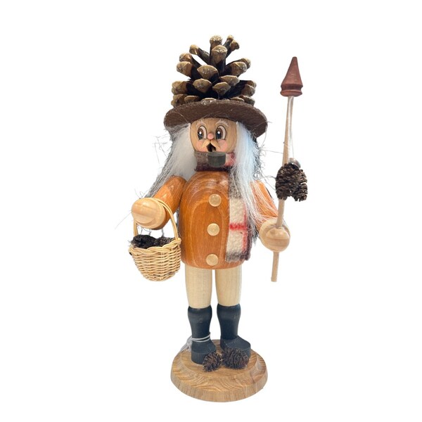 Erzgebirge Pinecone Hat Forest Wanderer Gnome Incense Smoker