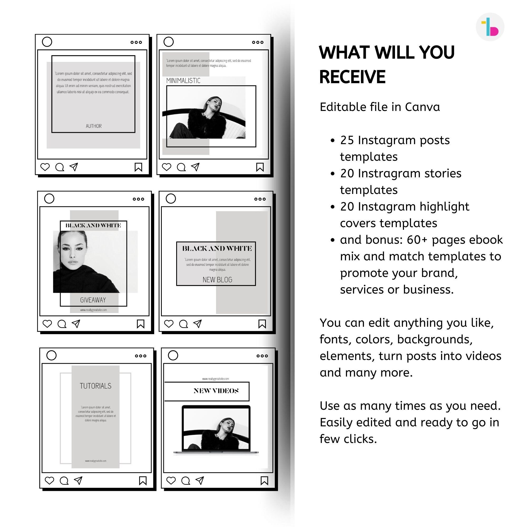 Minimalist Black and White Mega Pack Bundle of Templates, Minimalist ...