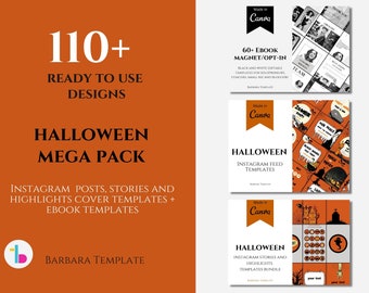 Halloween mega pack bundle, Social media templates, Ebook templates, Branding package for freelancers, coaches and bloggers.