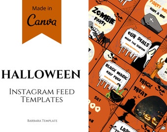 Halloween Post Templates Bundle Kit, Halloween social media post, Content Creator,  Blogger, Canva Templates, Halloween branding kit