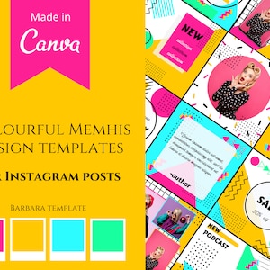 Memphis, Instagram Post templates, Canva Templates, Memphis Design, Contend Creator, Social Media Templates Canva, Memphis Art