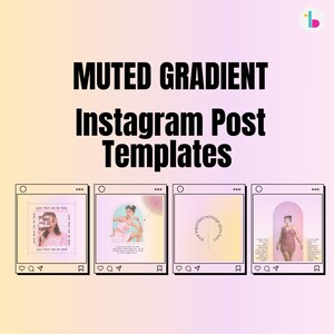Purple Pastel Muted Gradient Instagram Post Templates Bundle, Modern Aesthetic Instagram Template, Branding Templates, Pastel Gradient
