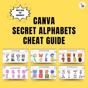 Canva-bokstäver i PDF-format för sociala medier, personliga influencer-typsnitt, visuell alfabetsguide för innehållsskapande, kreativa presenter online för marknadsförare