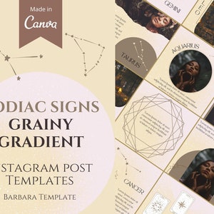 Zodiac Signs Spiritual Templates Bundle, Witchy Posts, Spiritual Branding, Social Media, Star Signs Templates, Tarot Readings