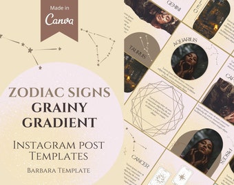 Zodiac Signs Spiritual Templates Bundle, Witchy Posts, Spiritual Branding, Social Media, Star Signs Templates, Tarot Readings